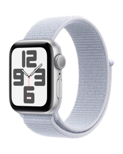 Apple Watch SE (2024) GPS + LTE 44mm Silver Aluminium Case, Blue Cloud Sport Loop  MXGR3