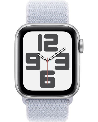 Apple Watch SE (2024) GPS + LTE 44mm Silver Aluminium Case, Blue Cloud Sport Loop  MXGR3