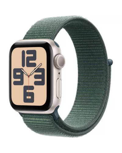 Apple Watch SE (2024) GPS 40mm Starlight Aluminium Case with Lake Green Sport Loop (MXEH3)
