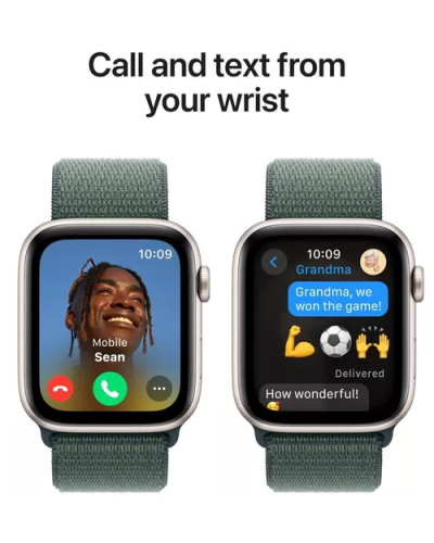 Apple Watch SE (2024) GPS 40mm Starlight Aluminium Case with Lake Green Sport Loop (MXEH3)
