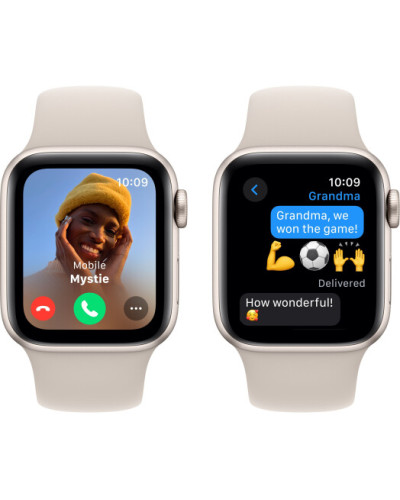 Apple Watch SE (2024) GPS+LTE 44mm Starlight Aluminium Case with Starlight Sport Band -M/L (MXGU3)