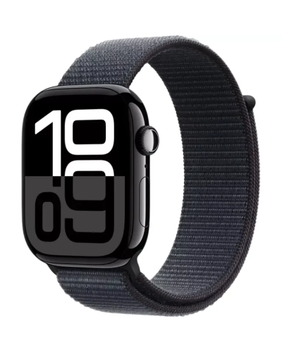 Apple Watch Series 10 GPS 42mm  Jet Black Aluminum case with Ink Sport Loop MWWG3