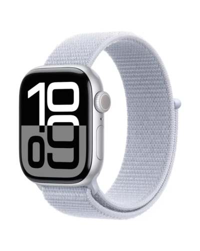 Apple Watch Series 10 GPS 46mm Silver Aluminum case with Blue Cloud Sport Loop MWWN3