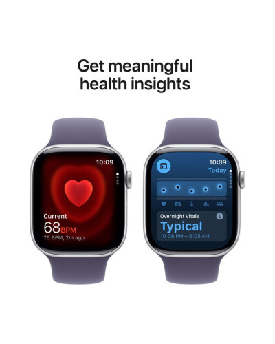 Apple Watch Series 11 46mm GPS Silver Aluminium Case with Purple Fog Sport Band - S/M MEV94
