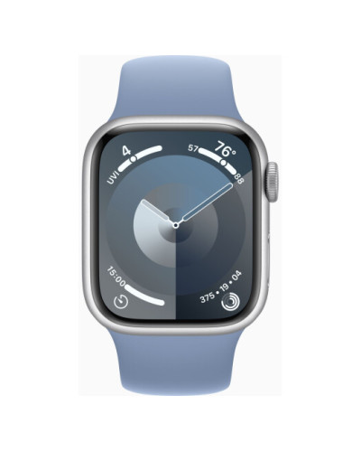 Apple Watch Series 9 GPS 45mm Silver Aluminium Case with Storm Blue Sport Band