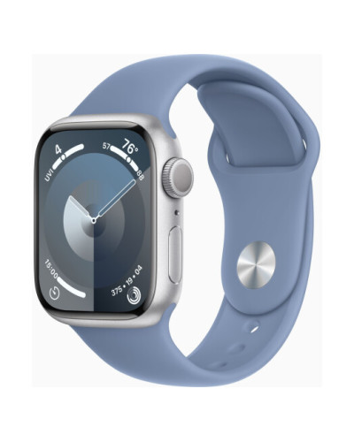 Apple Watch Series 9 GPS 45mm Silver Aluminium Case with Storm Blue Sport Band