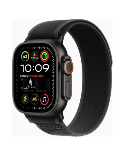 Apple Watch Ultra 2 2024 GPS + Cellular 49mm Black Titan Case with Black Trail Loop - S/M (MX4U3)