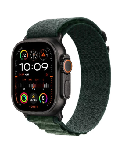 Apple Watch Ultra 2 2024 GPS + Cellular 49mm Black Titan Case with Dark Green Alpine Loop M (MX4R3)