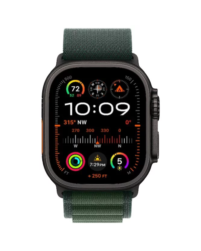 Apple Watch Ultra 2 2024 GPS + Cellular 49mm Black Titan Case with Dark Green Alpine Loop S (MX4Q3)