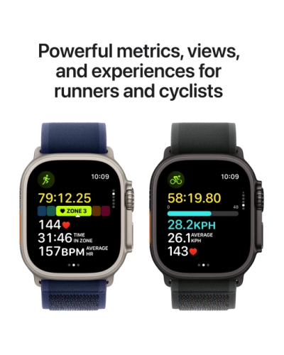 Apple Watch Ultra 2 2024 GPS + Cellular 49mm Natural Titanium Case with Blue Trail Loop - M/L (MX4L3)