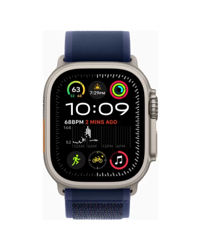 Apple Watch Ultra 2 2024 GPS + Cellular 49mm Natural Titanium Case with Blue Trail Loop - M/L (MX4L3)