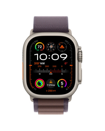 Apple Watch Ultra 2 GPS + Cellular, 49mm Titanium Case with Indigo Alpine Loop - Medium (MRET3)