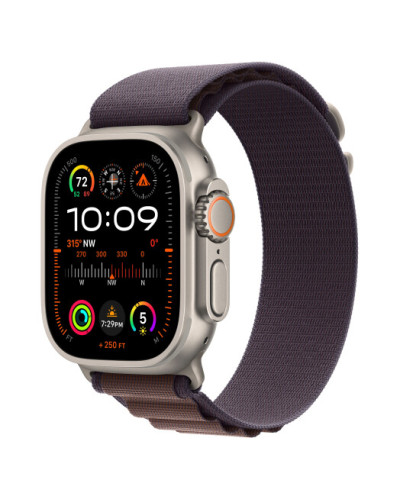Apple Watch Ultra 2 GPS + Cellular, 49mm Titanium Case with Indigo Alpine Loop - Medium (MRET3)