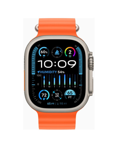 Apple Watch Ultra 2 GPS + Cellular, 49mm Titanium Case with Orange Ocean Band (MREH3)