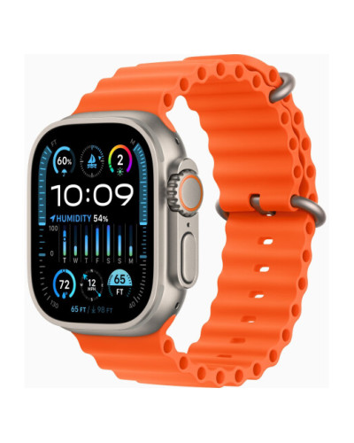 Apple Watch Ultra 2 GPS + Cellular, 49mm Titanium Case with Orange Ocean Band (MREH3)