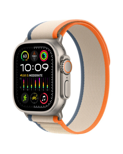 Apple Watch Ultra 2 GPS + Cellular, 49mm Titanium Case with Orange/Beige Trail Loop - M/L (MRF23)