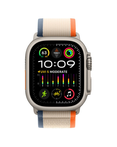 Apple Watch Ultra 2 GPS + Cellular, 49mm Titanium Case with Orange/Beige Trail Loop - S/M (MRF13)