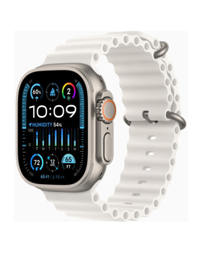 Apple Watch Ultra 2 GPS + Cellular, 49mm Titanium Case with White Ocean Band (MREJ3)