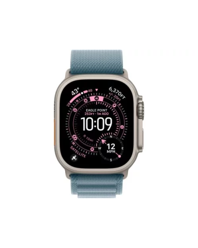 Apple Watch Ultra 3 GPS + LTE 49mm Natural Titanium Case Light Blue Alpine Loop – Large  MEWP4