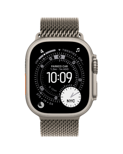 Apple Watch Ultra 3 GPS + LTE 49mm Natural Titanium Case Natural Titanium Milanese Loop – Medium MEWY4